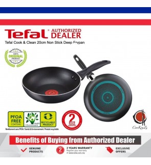 NEW READY STOCK Tefal Cook & Clean 20cm Non Stick Deep Frypan Fry Pan Pot Cook Periuk B22502 B2250295 PREMIUM QUALITY