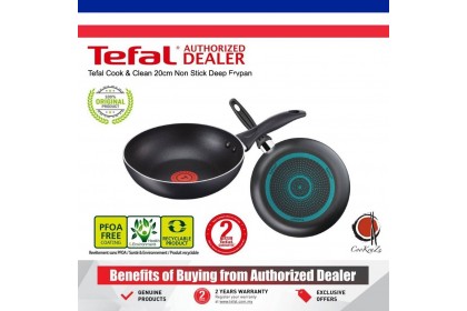 NEW READY STOCK Tefal Cook & Clean 20cm Non Stick Deep Frypan Fry Pan Pot Cook Periuk B22502 B2250295 PREMIUM QUALITY