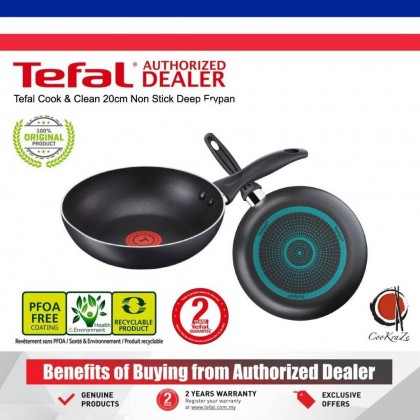 NEW READY STOCK Tefal Cook & Clean 20cm Non Stick Deep Frypan Fry Pan Pot Cook Periuk B22502 B2250295 PREMIUM QUALITY NEW READY STOCK Tefal Cook & Clean 20cm Non Stick Deep Frypan Fry Pan Pot Cook Periuk B22502 B2250295 PREMIUM QUALITY