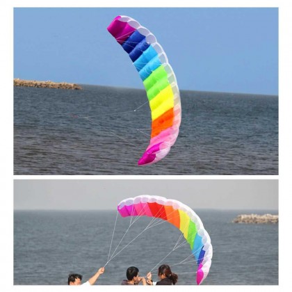 1.4/2/2.7m Double Line Kite Rainbow Stunt Kite Frameless Soft Kite Inflatable Parafoil Kite with Flying String