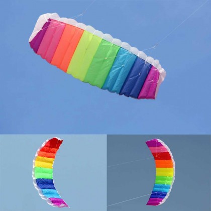 1.4/2/2.7m Double Line Kite Rainbow Stunt Kite Frameless Soft Kite Inflatable Parafoil Kite with Flying String
